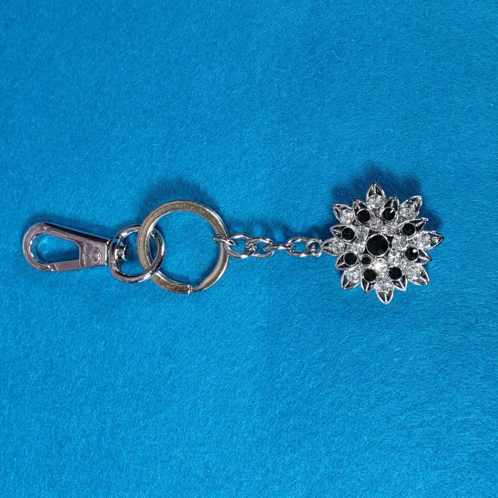 Crystal Studded Flower Shaped Purse Charm/ Keyring